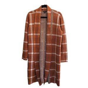 Ann Taylor Orange Plaid Cardigan